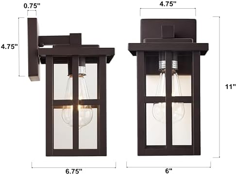 MICSIU 11" Bronze Farmhouse Outdoor Wall Light Fixture 1 Pack - Image 2