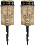 Poceacles Solar Grave Lights Pack of 2, Deer Cross Dove of Peace Retro, LED, Solar Powered, Waterproof, Outdoor by Poceacles