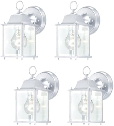 WISBEAM 4 Packs White Outdoor Wall Lantern, Exterior Waterproof Wall Sconce for House, Aluminum Housing Plus Glass, Wet Location Rated, ETL Qualified, Bulbs Not Included by WISBEAM