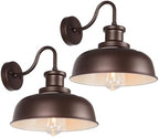 Solar Barn Lights for Outside, Outdoor Wall Light Solar Powered, Farmhouse Exterior Wall Sconce, Industrial Outside Lighting Fixture, Rustic Bronze White Lanterns for Barn Shed Coop Garage Patio by Diyel