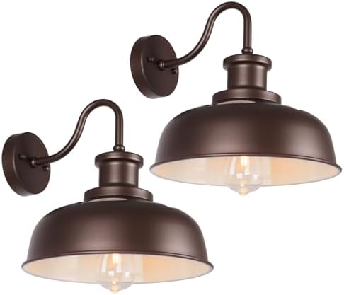 Solar Barn Lights for Outside, Outdoor Wall Light Solar Powered, Farmhouse Exterior Wall Sconce, Industrial Outside Lighting Fixture, Rustic Bronze White Lanterns for Barn Shed Coop Garage Patio by Diyel