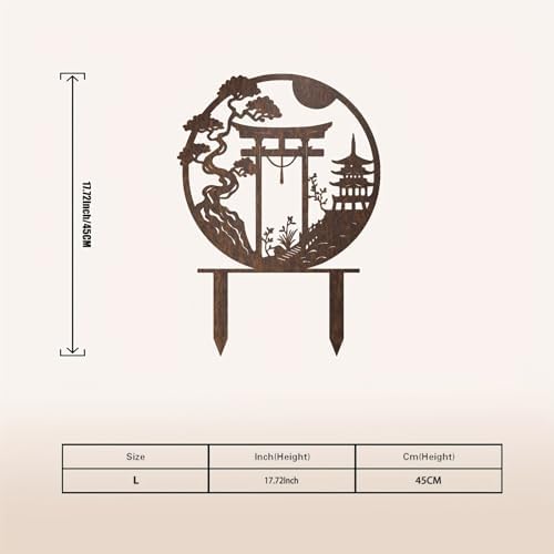 Japanese-Inspired Garden Stake Set - Rust-Covered Metal Sparrow, Torii Gate & Pagoda Sculptures, Zen Outdoor Decor for Lawns, Gardens & Meditation Spaces, for Japanese Culture Enthusiasts - Image 2