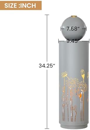 Water Wall Fountain with LED Lights, Waterfall Fountain for Patio Garden - Image 2