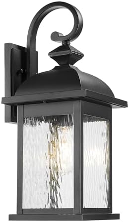 FEMILA 21" Outdoor Wall Light Fixture, Rust-Proof Outdoor Wall Light, Ideal for Porch, Patio, Entryway, Garage, with Water Ripple Glass, UL Listed, 4FD54B2 BK-WP by FEMILA