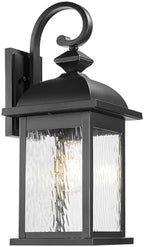 FEMILA 21" Outdoor Wall Light Fixture, Rust-Proof Outdoor Wall Light, Ideal for Porch, Patio, Entryway, Garage, with Water Ripple Glass, UL Listed, 4FD54B2 BK-WP by FEMILA