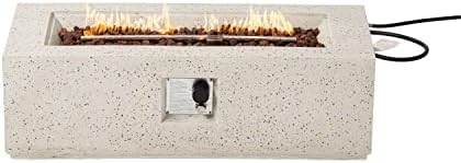 COSIEST Outdoor Propane Fire Pit Coffee Table, 42-inch x 13-inch Terrazzo Rectangle Base Patio Heater w Certified, 50,000 BTU Stainless Steel Burner, Free Lava Rocks and Rain Cover - Image 3