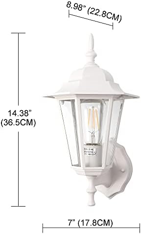 GRUENLICH Outdoor Wall Light Fixture, Antirust Aluminum Glass, White 2 Pack - Image 4