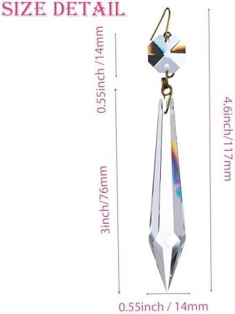 24Pcs 76mm Clear Crystal Chandelier Icicle Prisms with Octagon Beads,Crystals Lighting Lamp Replacement Parts,Crystal Decors for Christmas Wedding (Clear Color with Gold Pin, 76mm(3.0inches)) - Image 2