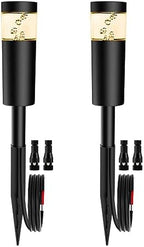 5W Low Voltage Landscape Pathway Lights with Connectors 12V Outdoor Landscape Lighting LED Bollard Path Lights Wired IP65 Waterproof Warm White Walkway Lights for Garden Yard Lawn (2Pack) by DOREIO