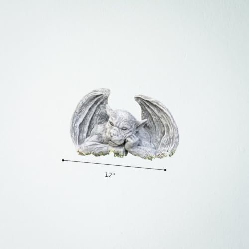 OLOMA Sleeping Winged Gargoyle Cement Sculpture Fantasy Gothic Garden Statue Mythical Creature Concrete Lawn Ornament Handcrafted Outdoor Decor Yard Art Garden Stone Weather Proof Figure - Image 3