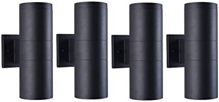 mirrea 12" Modern Outdoor Porch Light in 2 Lights, Matte Black, 4 Pack by mirrea