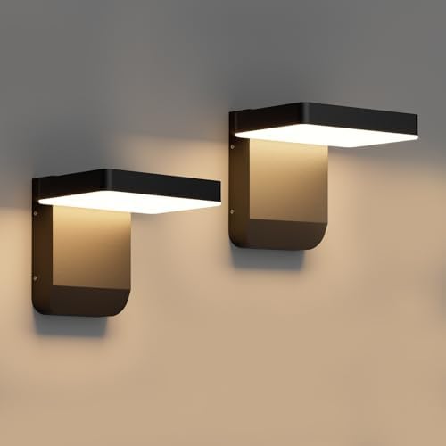 Modern Outdoor LED Wall Light 350° Rotatable, Black, 2 Pack by Aoceley