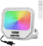 Smart RGB Color Change Led Flood Light, Heavy Duty Aluminum IP65 Waterproof, 180° Adjustable 16 Million Colors Dimmable for Outdoor Landscape & Indoor Stage, Support Alexa and Remote (100, Watts) by Unknown
