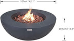 Elementi Lunar Bowl Cast Concrete Fire Table, Outdoor Fire Pit Fire Table Patio Furniture, Dark Gray (Natural Gas) - Image 2