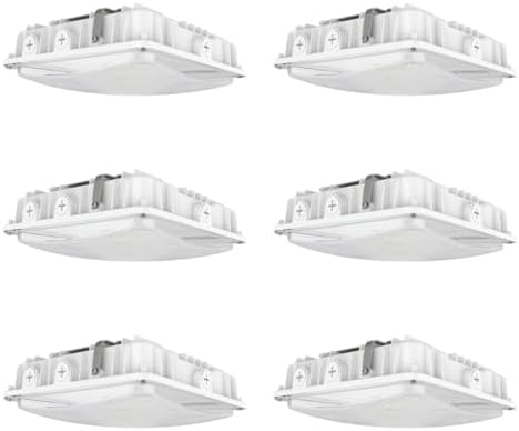 Konlite 63W/45W/30W LED Canopy Light - Selectable - 5000K/4000K - 9,360LM - Dimmable - 120-277V - 250W Equal, Residential & Commercial Indoor & Outdoor Light Fixture, UL, White - 6 Pack by Konlite