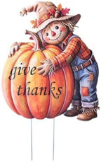 Metal Thanksgiving Garden Stake, Fall Harvest Scarecrow with Pumpkin Yard Sign, Give Thanks Outdoor Lawn Patio Decor, (21.4 * 13 * 0.6in) by DuoKeLiu