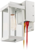 mirrea 11" Classic Outdoor Wall Sconce with Built-in GFCI Outlet 1 Light in Rectangular Metal Frame and Clear Glass Shade Waterproof Porch Light Patio Light (Matte White) by mirrea