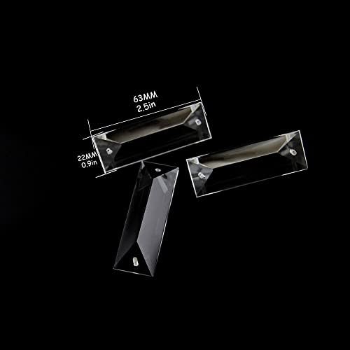 Chandelier Crystal Prisms Pendants 22X63mm 22x76mm Clear Crystal Chandelier Pendants Drops Optical Glass Prism Chandelier Crystal Prisms Pendants (Color : One Hole, Size : 22x63mm 30pcs) - Image 3