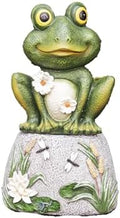 Roman 8” Frog on Stone Garden Statue – Outdoor Figurine – Whimsical Yard, Lawn, or Patio Decor – Garden Accent for Nature Lovers by Roman