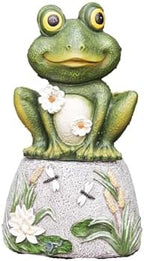 Roman 8” Frog on Stone Garden Statue – Outdoor Figurine – Whimsical Yard, Lawn, or Patio Decor – Garden Accent for Nature Lovers by Roman