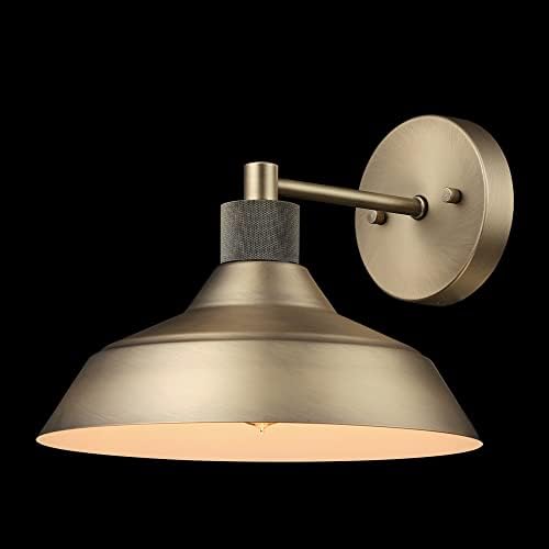 Globe Electric 44841 Sutton Outdoor Wall Sconce, Matte Brass Light Fixture, Front Porch Light or Outdoor Barn Light, Exterior Light Fixture, Textured Socket Detail, Modern Farmhouse Porch Lights, 9'' - Image 3