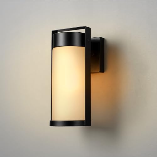 Globe Electric 60000165 1-Light Outdoor Wall Sconce, Matte Black, Frosted Glass - Image 6