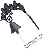 BESPORTBLE Vintage Cast Iron Dinner Bell Wall Hanging with Bird Design, Manual Shaking Outdoor and Indoor Decorative Doorbell for Home and Garden Wall Mounted Black Iron Bell - Image 2