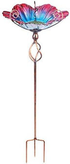 MUMTOP Glass Birdbath Birdfeeder with Metal Stake Garden Yard Outdoor - Image 2