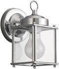 Sea Gull Lighting 8592-965 New Castle One-Light Outdoor Wall Lantern with Clear Glass Panels, Antique Brushed Nickel Finish by GenerationLighting