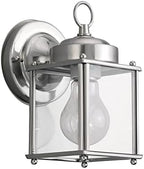 Sea Gull Lighting 8592-965 New Castle One-Light Outdoor Wall Lantern with Clear Glass Panels, Antique Brushed Nickel Finish by GenerationLighting
