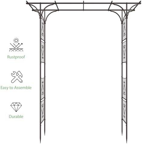 87in Garden Arbor Metal Arch Trellis for Climbing Plants Outdoor Wedding - Image 4