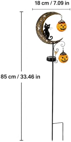 Halloween Black Cat & Pumpkin Moon Solar Garden Stake Light - Image 2