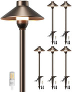 PARTPHONER Low Voltage Landscape Lighting 6-Pack, Aluminum 12V Pathway Lights with G4 Bulbs, Waterproof Oil Rubbed Bronze Color Wired Path Lights with Connectors for Walkway Yard Garden by PARTPHONER