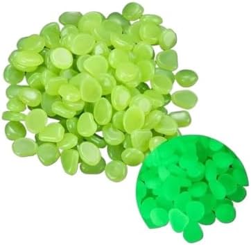 200pcs Glow in The Dark Pebbles - Luminous Resin Stones for Garden Paths Landscape Potted Plants and Aquarium Decor(White) - Image 3