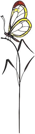 Stained Glass Butterfly Suncatcher – Handcrafted Decorative Stake Adornment for Indoor & Outdoor – Lovely Garden Decor – Glass Artwork for Flowerpot Decoration by VitrageArt