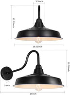 Solar Barn Lights Outdoor, 16 Inch Dome Wall Lights Solar Powered, Farmhouse Exterior Wall Sconce, Industrial Outside Light Fixtures, Rustic Lantern for Garage, Barn, Shed, RZSR020W-2 - Image 2