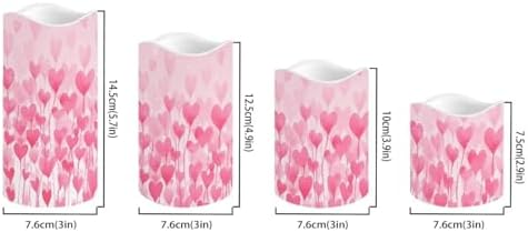 Pink Heart Pattern Flameless Candles with Timer and Color Changing Pillar Candles Battery Operated Tea Light Kitchen Dining House Halloween Decoration - Image 2