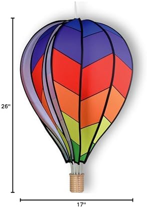 Hot Air Balloon Hanging Garden Spinner 26" - Vibrant Chevron Rainbow Design, Weather-Resistant Outdoor Decor, Durable & Lightweight for Patios, Yards, and Gardens - Eye-Catching Wind Spinner - Image 7