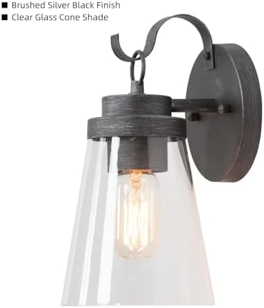 LALUZ Outdoor Wall Light, Waterproof Exterior Wall Sconce with Clear Glass Shade, Anti-Rust Outdoor Wall Lantern for Porch, Patio, Garage - Image 6