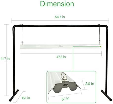 4 feet 40W LED Grow Light Stand Rack for Seedling,Growing Light for Indoor Plant,Natural White Light Full Spectrum LED Grow Light,Height Ajustable, Iron Pipe Frame, with Timer Outlet - Image 2