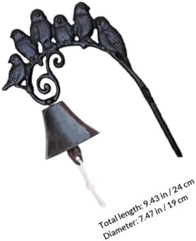 Garneck Vintage Cast Iron Wall Hanging Bird Doorbell, Manual Shaking Rustic Iron Dinner Bell for Indoor Outdoor Wall Mounted Decoration and Entry Chime - Image 2