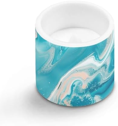 Blue Marble Flickering Flameless Candles with Remote Battery Operated Candles with Color Changing Timer Control 4Pcs LED Pillar Tea Lights for Wedding Banquet Home Decorations - Image 2