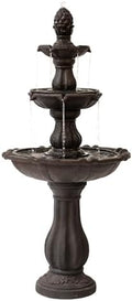 XBrand 51" 3-Tier Outdoor Waterfall Fountain, Freestanding Resin Water Feature with Pump, Cascading Water Design for Garden, Patio & Yard, Brown by XBrandHomeGarden