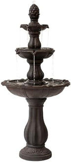 XBrand 51" 3-Tier Outdoor Waterfall Fountain, Freestanding Resin Water Feature with Pump, Cascading Water Design for Garden, Patio & Yard, Brown by XBrandHomeGarden