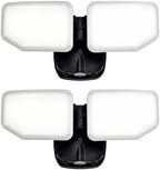 38W Flood Lights Outdoor, Integrated LED Security Light Fixture with 2 Adjustable Heads, Adjustable Brightness and Color, Dusk to Dawn Exterior LED Outdoor Light for Garage Yard Porch 2-Pack (Black) by AWSENS