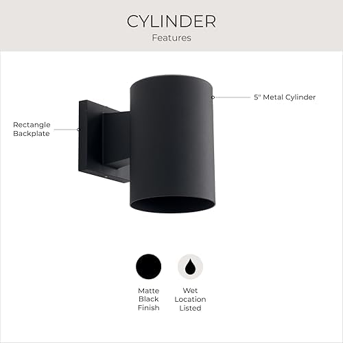 Progress Lighting Cylinder Outdoor Wall Light, Black - Image 3