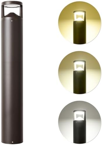 LED Bollard Landscape Pathway Light 42inch 24W, 3CCT 3000K/4000K/5000K by LEDFlyingDirect