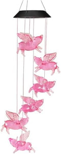 Flying Pig Wind Chime, 6-Led Solar Color Changing Mobile, 31.5 In / 80 Cm Black Shell Outdoor Decor, Gifts For Pet Lovers by Unknown