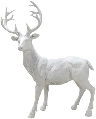 Resin 19.68 Inch Height Standing Deer Statue Animals Sculpture Garden Art Decor Yard Ornament Lawn Garden Outdoor Patio Decoration Figurine White by XTAPAN