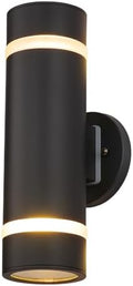 Cerdeco 13" Stainless Steel Modern Outdoor Wall Sconce Cylinder Porch Light by Cerdeco